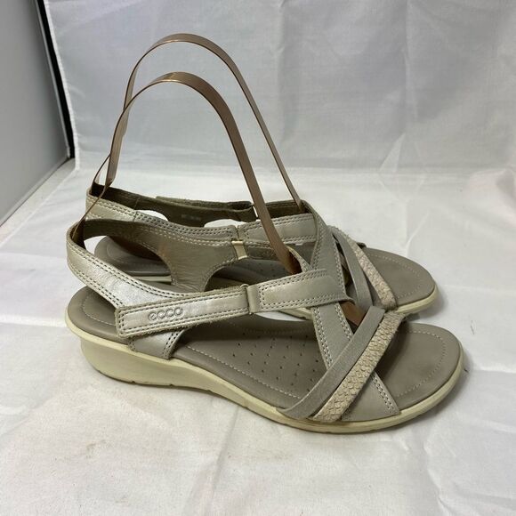 ECCO Women Sandals Comfort Leather wedge shoes sz EUR 39/8-8.5 - Picture 2 of 8